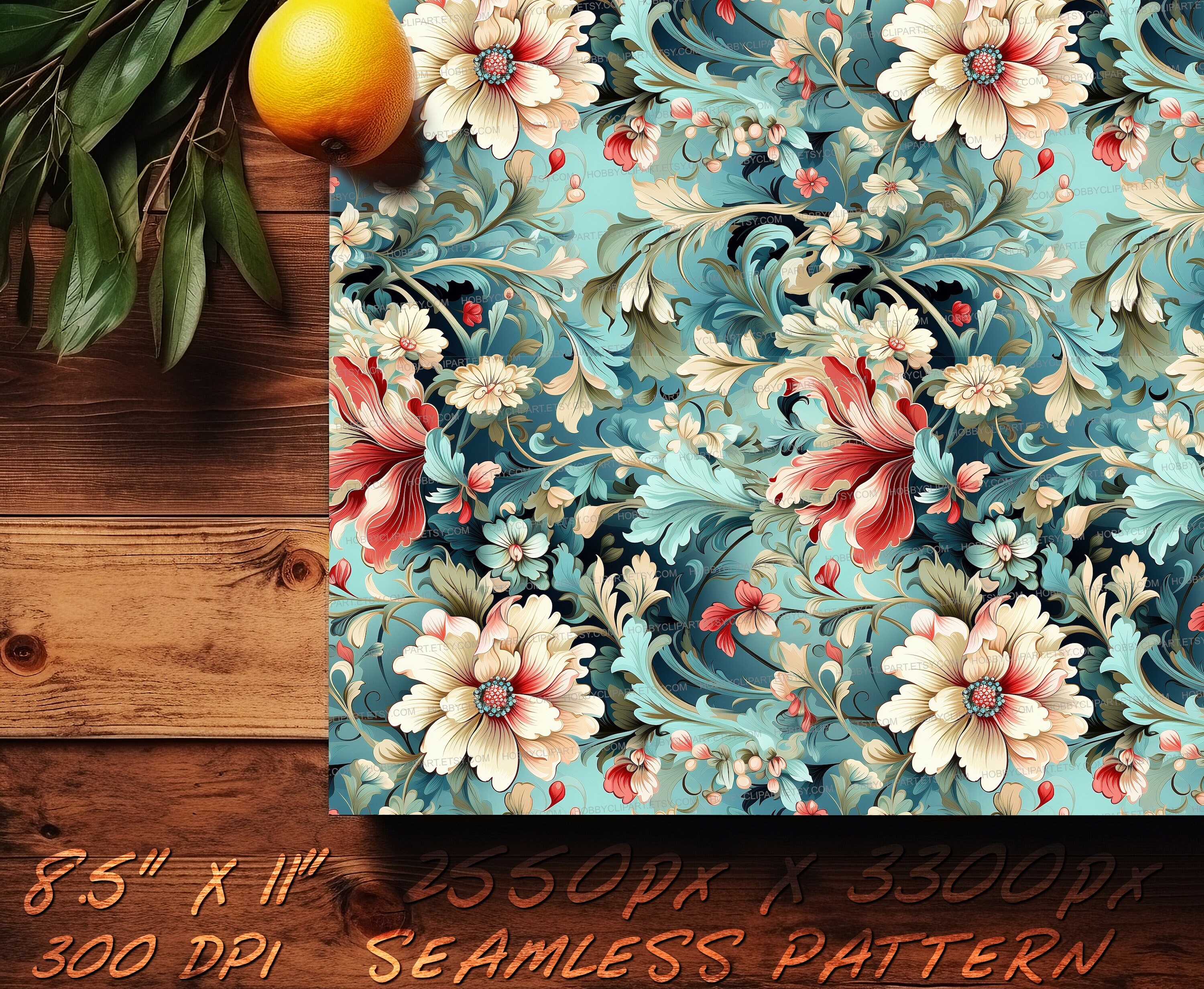 Vintage Floral Digital Paper: Seamless Junk Journal Kit (digital ...
