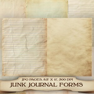 Lined Paper 32 JPG PDF Vintage Printable Junk Journal Pages Kit ...