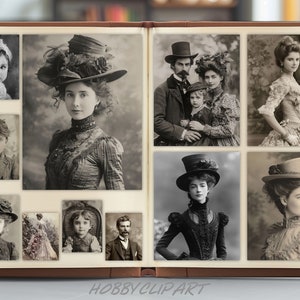 Black and White Set of Vintage Victorian Photographs 100 JPG Printable Photos Ephemera Digital Art Images for Junk Journals pages Images, Picture, photograph, image, snapshot, pic, shot, snap, still, likeness, print, portrait, frame, exposure.