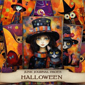 Halloween Junk Journal Printable Pages 30 Cute Halloween Clipart Art Halloween for Kids Digital Papers Halloween Cards Commercial Use