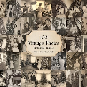 Black and White Printable Christmas Photo Bundle 100 Digital Images JPG Art Photography Set Print Scrapbooking Junk Journals Images xmas