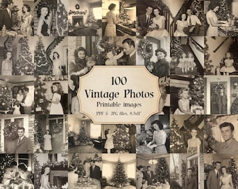 Black and White Printable Christmas Photo Bundle 100 Digital Images JPG Art Photography Set Print Scrapbooking Junk Journals Images xmas