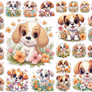 Cute Puppy PNG SVG Clipart Set Puppy Clip Art Puppy Sublimation Digital Download Commercial Use Stickers, dog, doggie, friend, cute pup