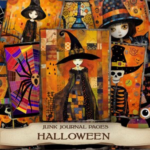 Halloween Junk Journal Printable Pages 30 Cute Halloween Clipart Art Halloween for Kids Digital Papers Halloween Cards Commercial Use