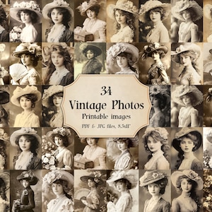 Victorian Woman Vintage Photo Set 34 Lady Portrait JPG Printable Digital Art Images Digital Art Images Junk Journals Art Images Journals