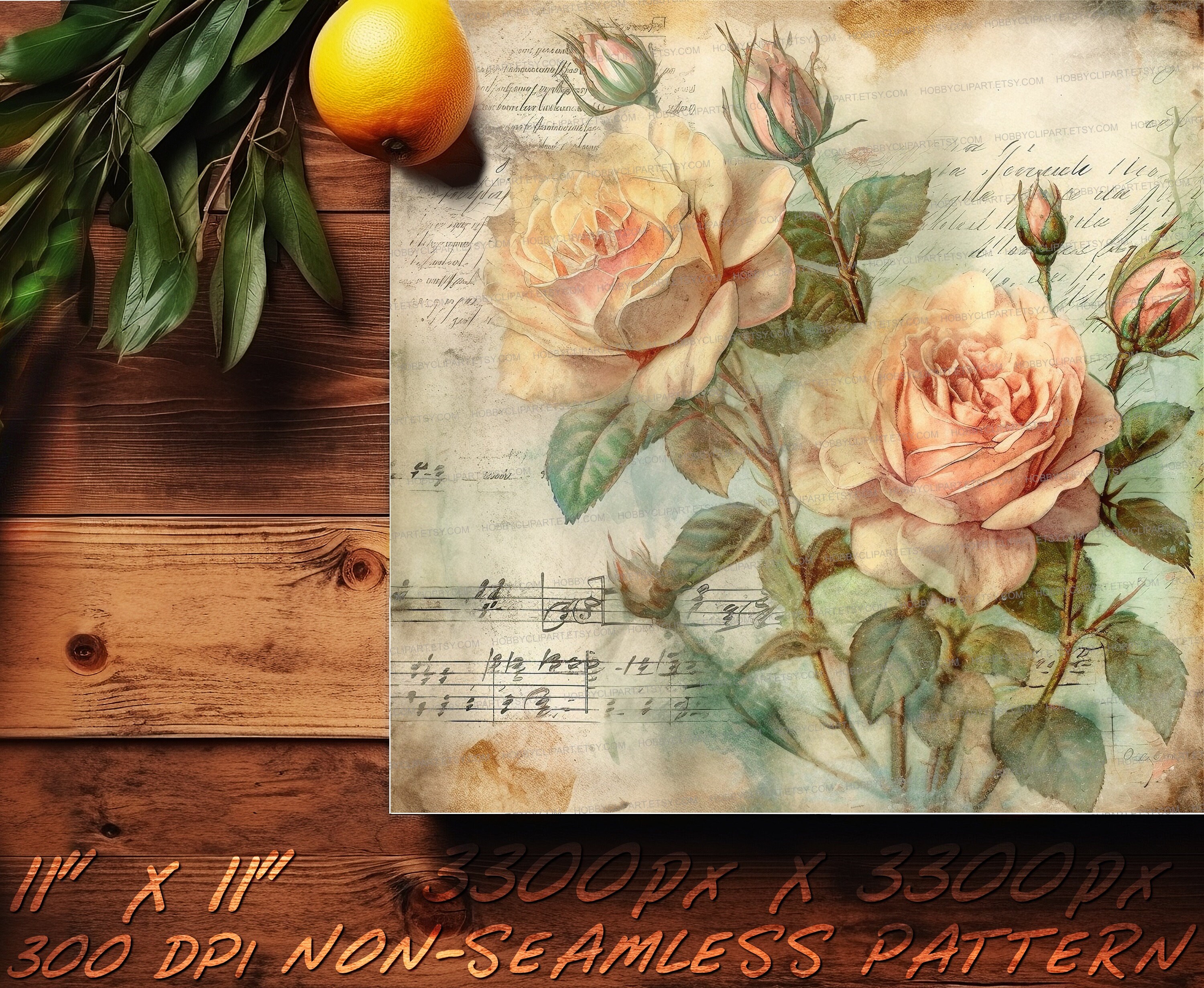 Watercolor Vintage Rose Digital Paper Set: Junk Journal Kit (digital ...