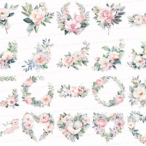 Pastel Floral Elements PNG SVG Borders Boutonnieres Frames Decorating PNG Wedding Anniversary Birthday Holiday Cards Invitations 25 Clipart