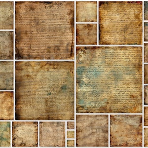 25 Antique Manuscript Digital Paper Set Junk Journal Paper Printable Digital Scrapbooking Digital Product Commercial Use Instant Download