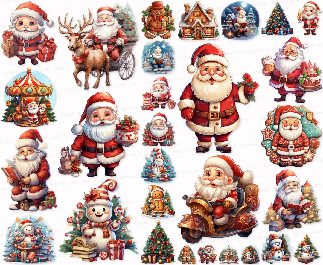 Christmas Santa Claus Clipart Pack: PNG SVG Graphics (digital Download ...