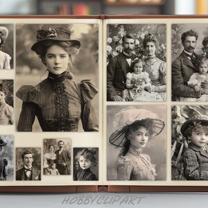 Black and White Set of Vintage Victorian Photographs 100 JPG Printable Photos Ephemera Digital Art Images for Junk Journals pages Images, Picture, photograph, image, snapshot, pic, shot, snap, still, likeness, print, portrait, frame, exposure.