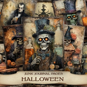 Halloween Junk Journal Printable Pages 25 Vintage Halloween Clipart Art Halloween for Digital Papers Halloween Cards Commercial Use Horror
