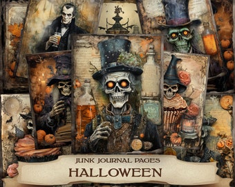 Vintage Halloween Junk Journal Pages: 25 Clipart Art (Digital Download)