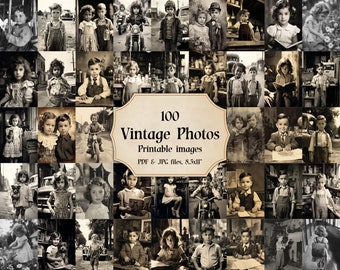 100 Vintage Children Portraits: Black and White Photos for Junk Journals (Digital Download)