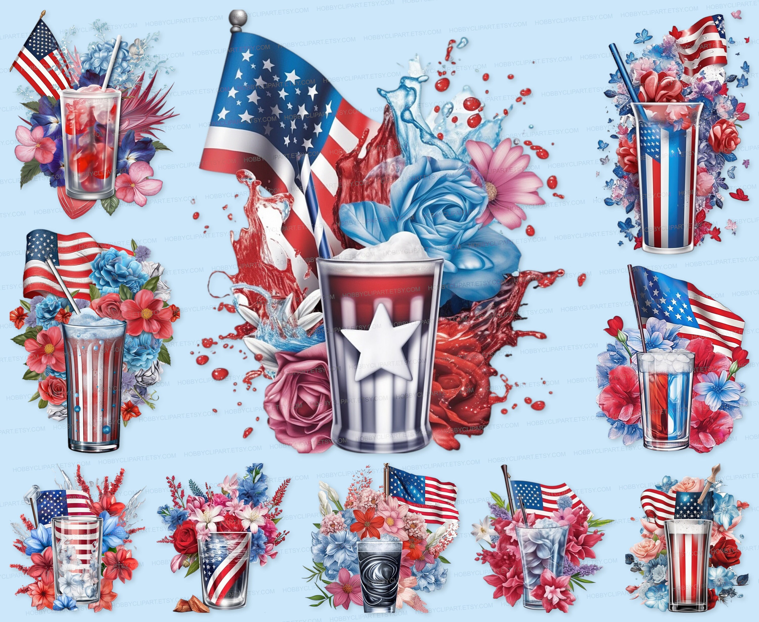 Patriotic Lemonade Clipart: USA Flag, Independence Day (PNG, SVG) - Etsy  New Zealand, image size:3000x2462