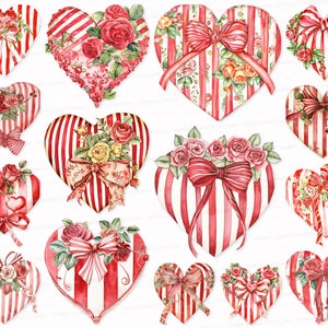Happy Valentine's Day PNG SVG Bundle 25 Cute Vintage Red Heart Clipart Card Junk Journal Kit Decor Floral Digital Sublimation Love February