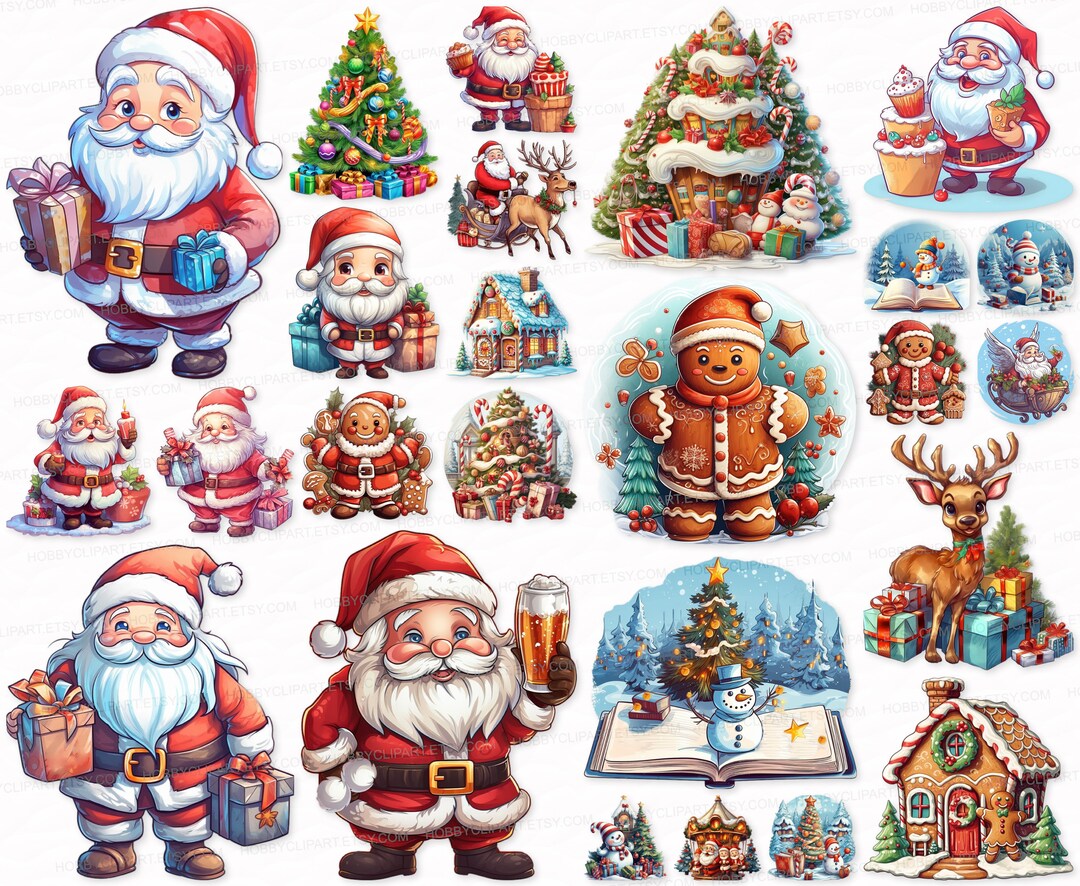 Santa Claus PNG SVG Christmas Clipart Pack Transparent Background ...