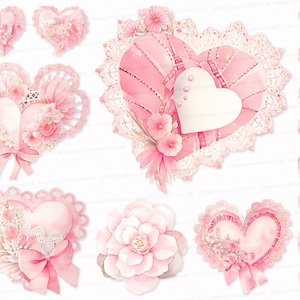 PNG Image for Junk Journal Handmade Pink Floral Heart 25 Watercolor Clipart SVG Scrapbook Images Sublimation Digital Instant Download