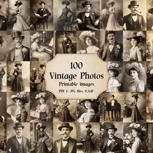 Black and White Vintage Photos 100 b&w Digital JPG Files Victorian Ladies and Gentlemen Old Antique Download Images Scrapbooking Images