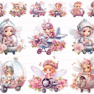 Fairy PNG SVG Watercolor Clipart Set Cute Air Fairy Clip Art Fairy Sublimation Digital Download   Fairy Scrapbook Images
