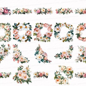 Flowers Corners Border Frame Clipart Bundle 25 PNG SVG Sublimation Design Digital Download Images Transparent Background Corner Flower