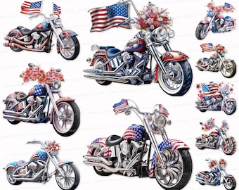 Chopper PNG SVG Independence day Patriotism photorealistic clipart vibrant colors USA flag patriotic Motorcycle Vehicles