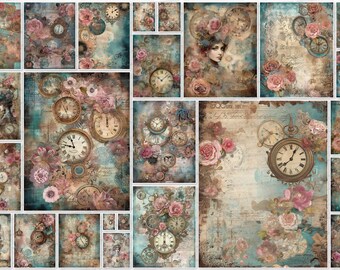 Vintage Steampunk Paper Pack: Feminine Junk Journal Kit (Digital Download)