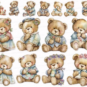 Teddy Bear PNG SVG  Watercolor Clipart Set Teddy Bear Sublimation Digital Download   Scrapbook Images Digital Cute Teddy