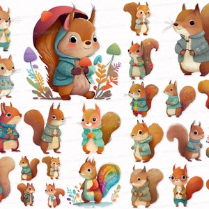 Cute Squirrel PNG SVG Clipart 25 Pack Transparent Background Digital Download Commercial Use Squirrel Sublimation Digital Products Chipmunk