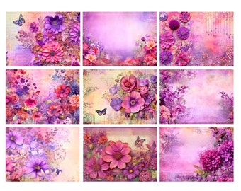 Pink and Purple Flowers Junk Journal Pages | Scrapbooking Kit | Instant Download | Crafting Pages | Journal Printable | Digital download