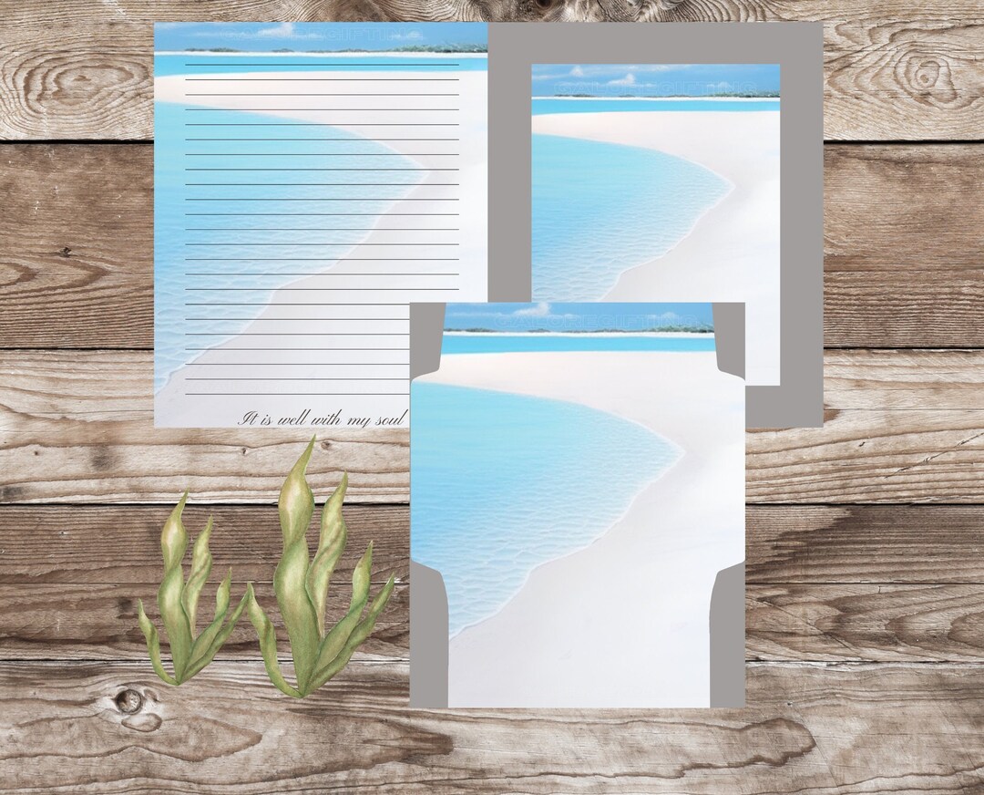 Beach Stationary Set Printable Writing Set Greeting Card - Etsy