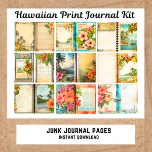Hawaiian Junk Journal Kit, Tropical Island Printable Pages (Digital Download)
