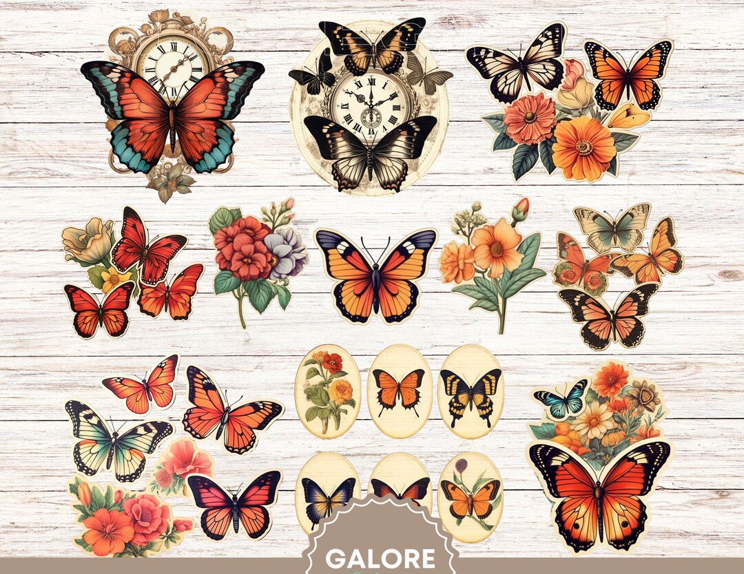 Butterfly Fussy Cut Printable Fussy Cuts Sticker Pages Cricut Pages Ephemera Scrapbooking