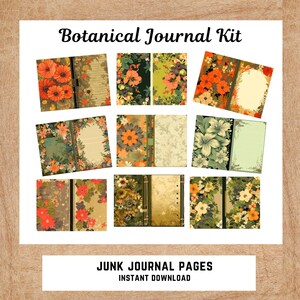 Kit de diário de lixo botânico | Imprimível de álbum de recortes | Páginas de artesanato | Download digital | Imprimível da natureza | Papel para artesanato faça você mesmo | Impressão sob demanda