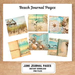 Beach Junk Journal Pages | Vintage Beach Journal Kit |Instant Digital Download | Coastal Nautical Junk Journal |Summer Scrapbook Printable