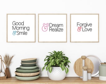 Positive Affirmations Poster, 3 Square Posters With Motivational Phrases, Digital Download