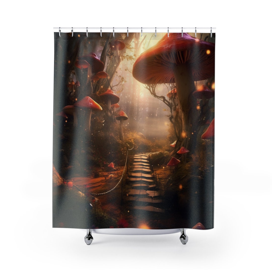 Enchanted Forest Shower Curtain Pathway Mushrooms matching Etsy