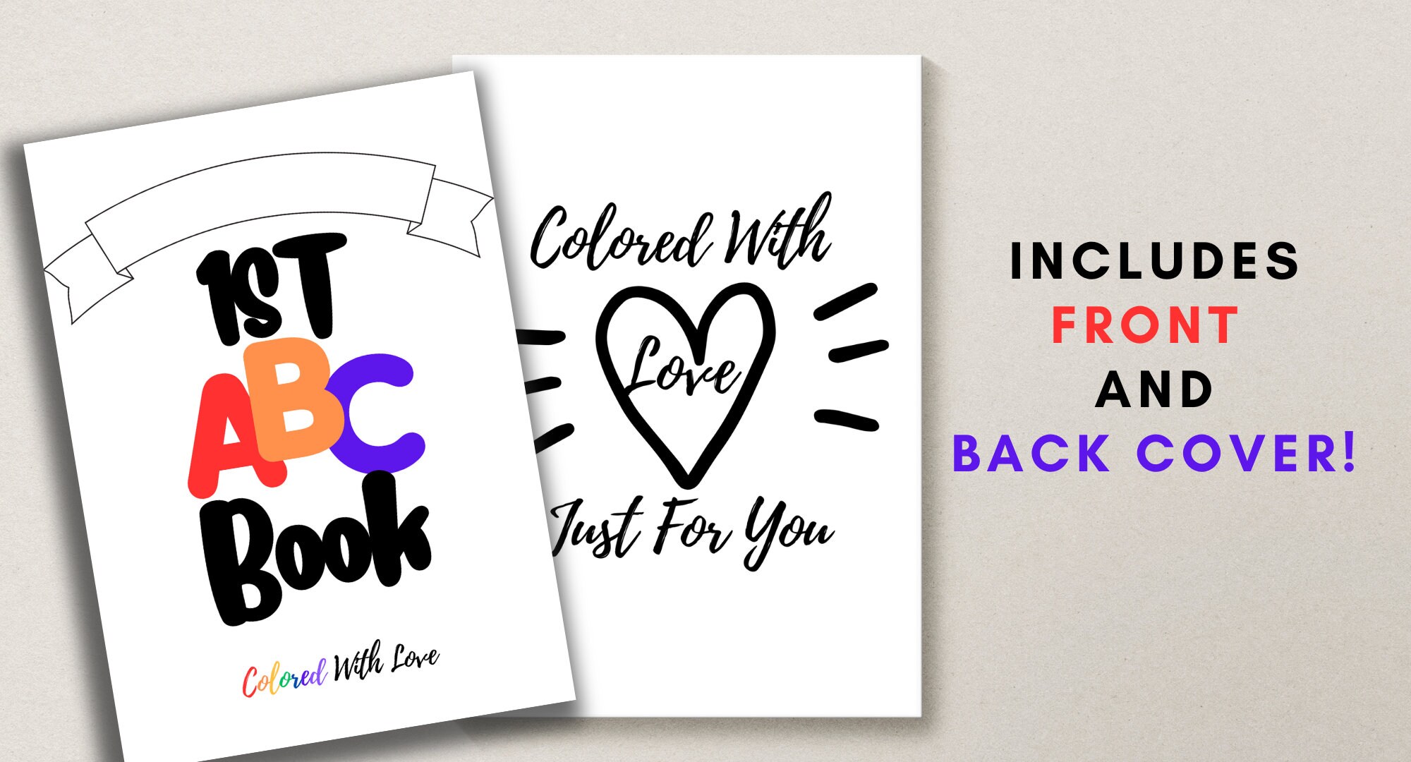 ABC Coloring Book, DIY ABC Book Baby Shower Game, Baby's 1st Book