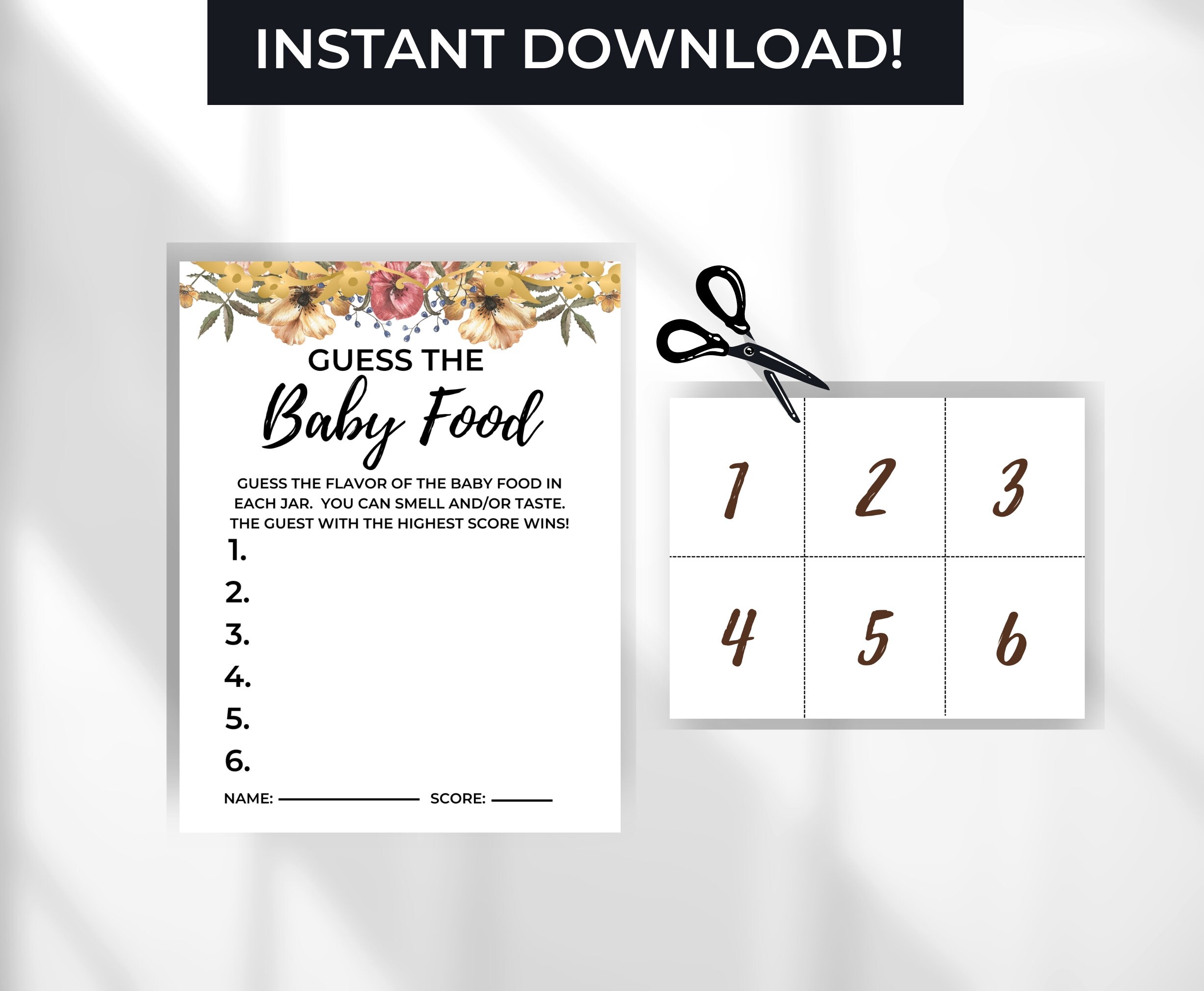 Floral Baby Shower Game Bundle PLUS Bonus Baby Name Race Printable