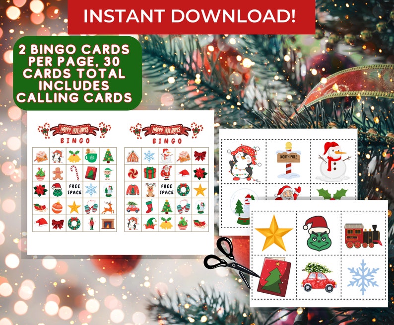 Printable Christmas Game Bundle, 10 Christmas Party Games, Instant