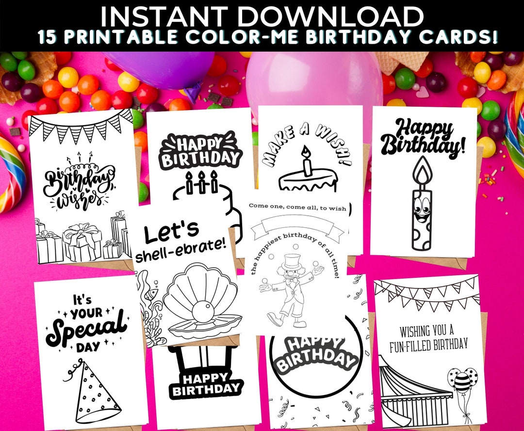 15-printable-birthday-card-coloring-pages-coloring-greeting-card-kids-birthday-card-happy-birthday-card-under-the-sea-carnival-birthday-etsy