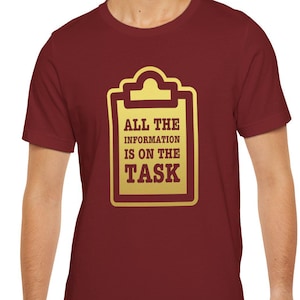 All the information is on the task T-Shirt / Taskmaster Shirt / Funny Gift for Taskmaster fan / Little Alex Horne / Greg Davies