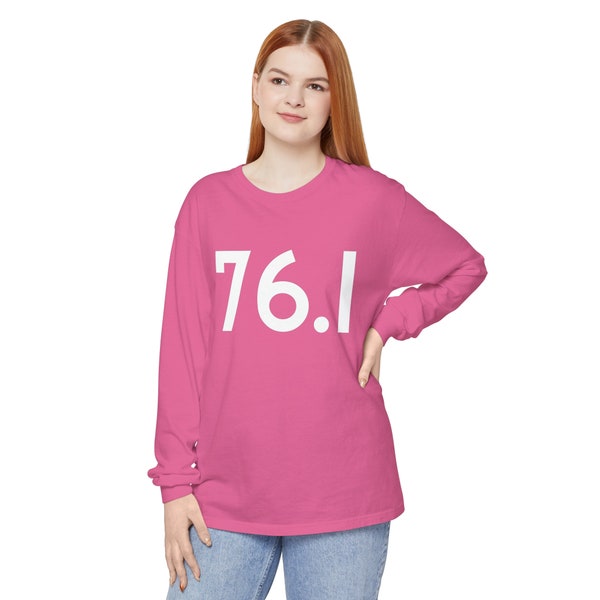 76.1 Pink Unisex Garment-dyed Long Sleeve T-Shirt / Power T-Shirt / Power Cosplay / Casual Anime Cosplay