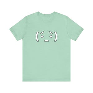Nerd Emoticon Anime Shirt / Funny Anime T-Shirt / Nerdy Armin T-Shirt / Casual Anime Cosplay / Green Anime Text Emoticon Shirt Heather Mint