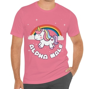 Alpha Male Unicorn T-Shirt / Ironic Meme Shirt / Cute Rainbow Unicorn Graphic T-Shirt