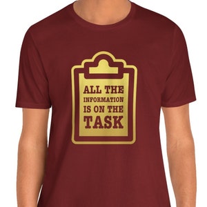 All the information is on the task T-Shirt / Taskmaster Shirt / Funny Gift for Taskmaster fan / Little Alex Horne / Greg Davies