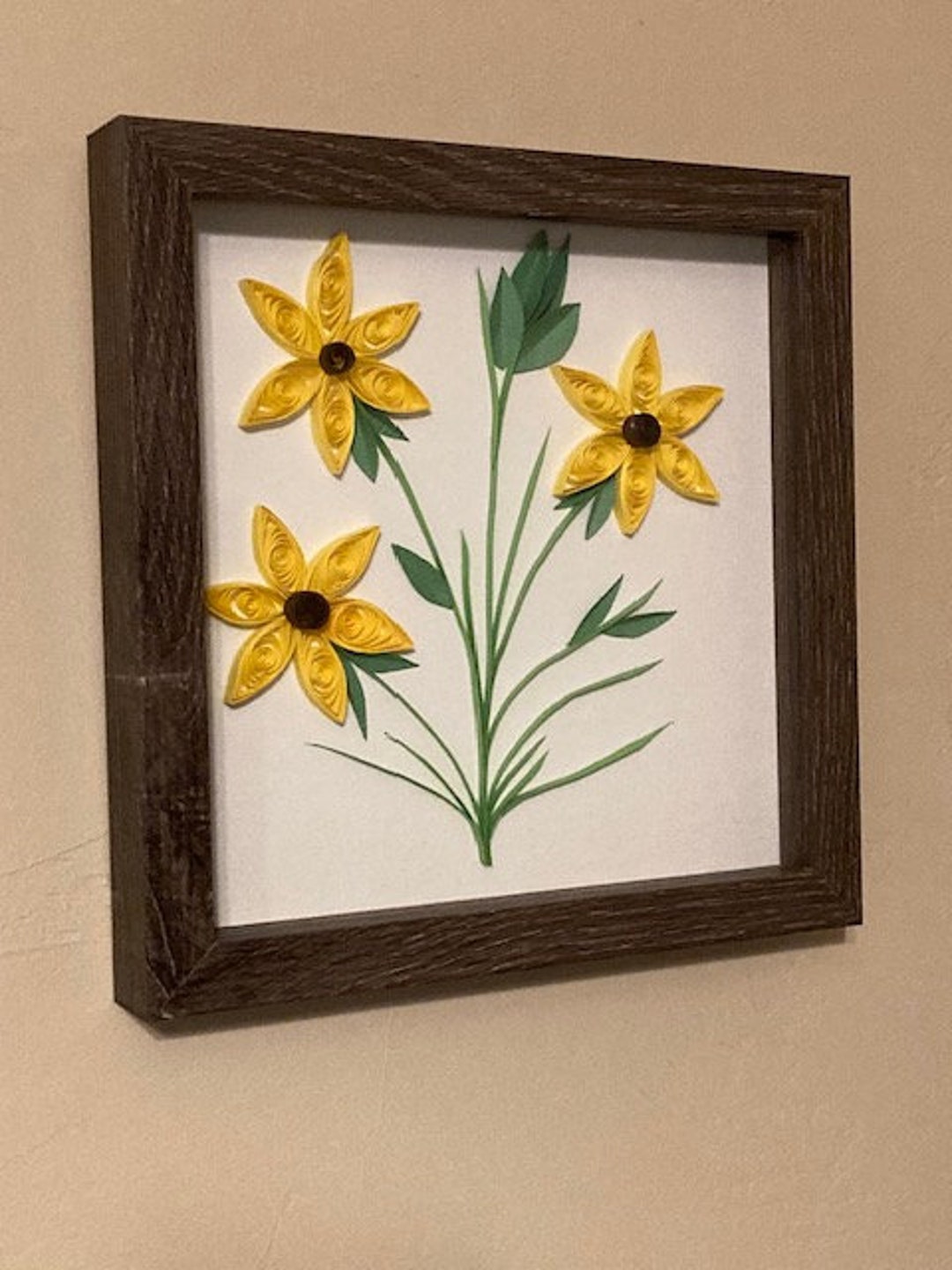 Quilled Yellow Spring Flowers Artwork Etsy