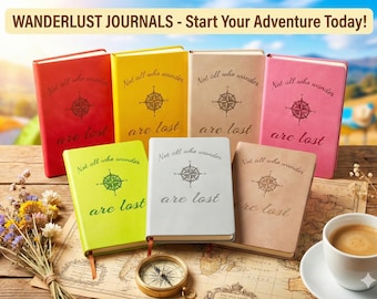 Not All Who Wander Are Lost A6-notitieboekje in zakformaat - handgemaakt minidagboek met kompasontwerp, op Tolkien geïnspireerd reisnotitieboekje, 60 pagina's