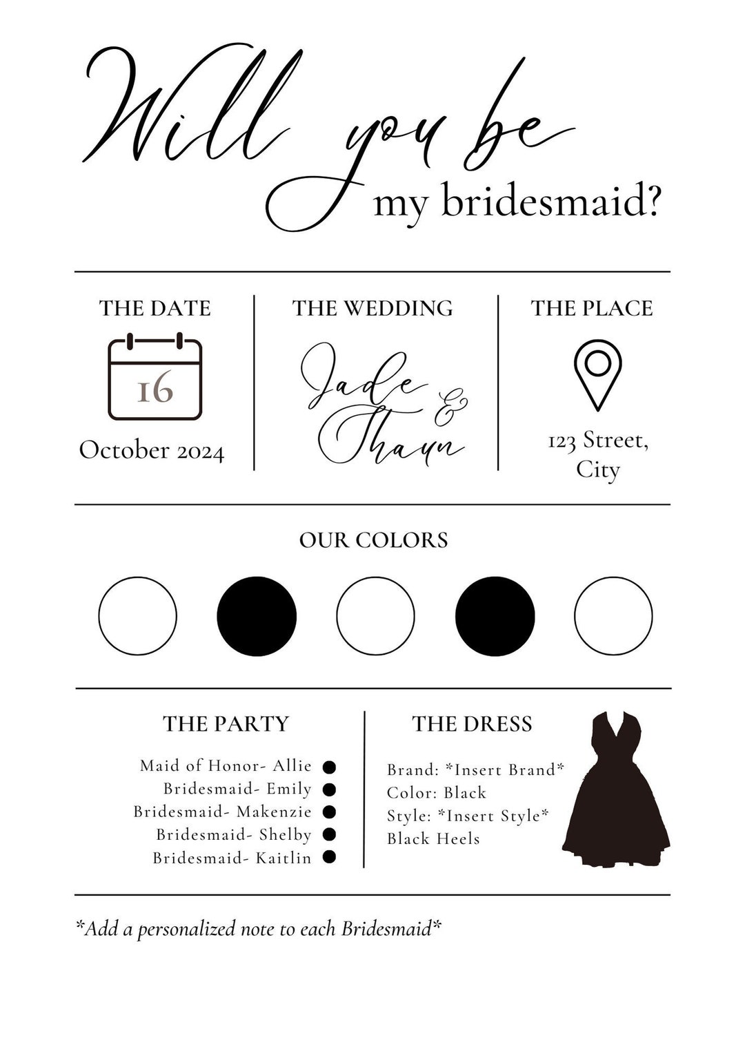 Bridesmaid Proposal Template Etsy
