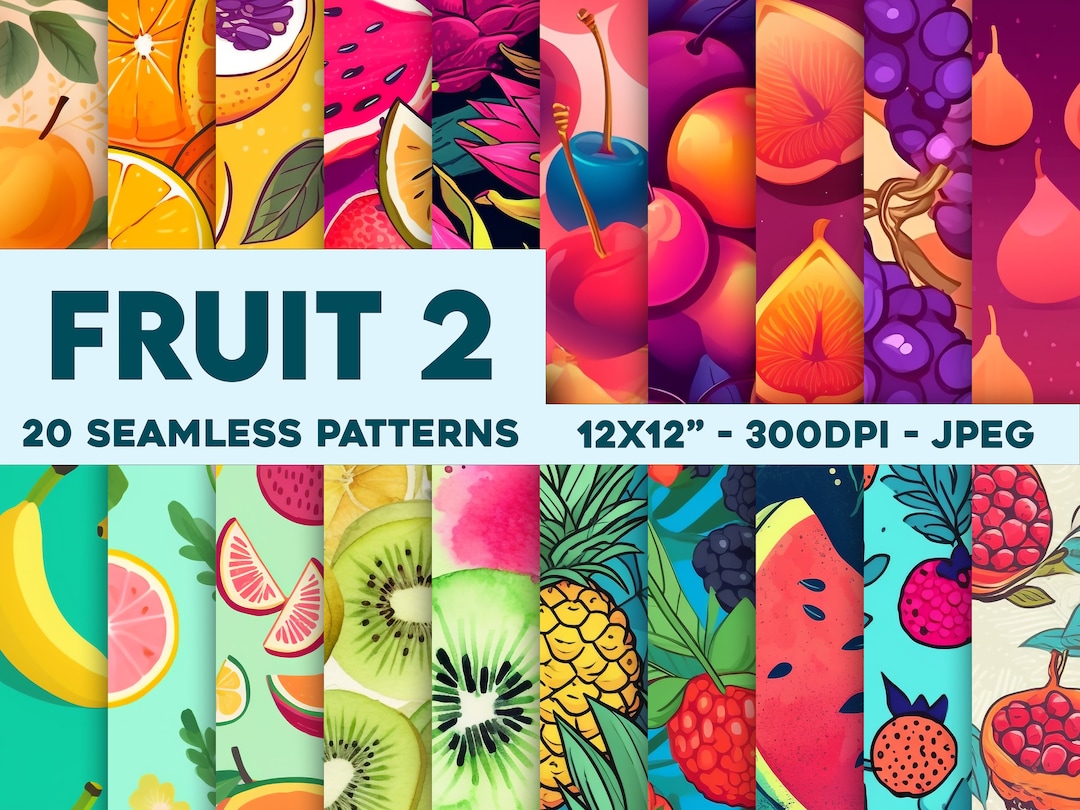 Computer Fruit Patterns 20 Fruit Seamless Digital Patterns, Digital Paper, Scrapbooking ...