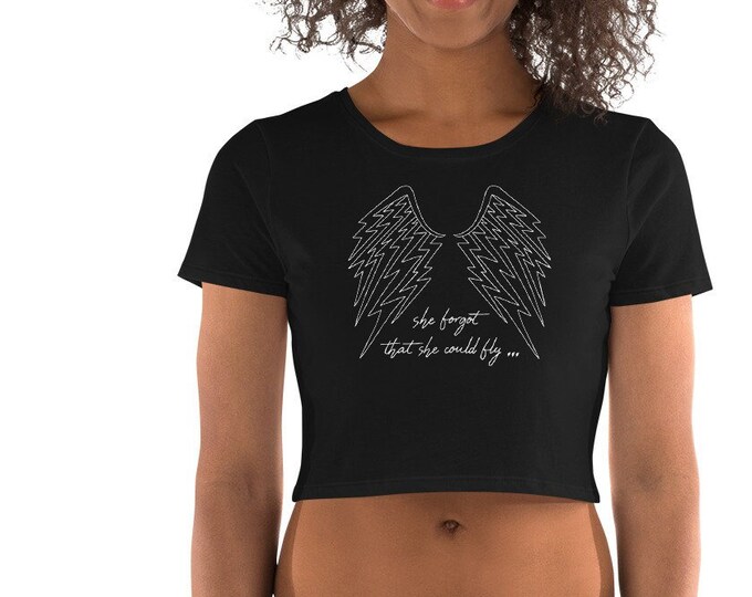 Featured listing image: Lightning Girl Crop Tee "She forgot that she could fly..."